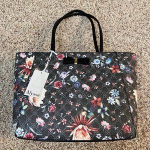 Alyssa Women’s Floral Flower Pattern Print Large Tote Bag - Black (New)